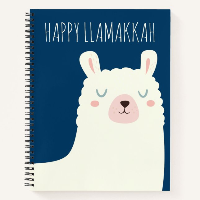 Happy Llamakkah Blue Hanukkah Llama Cute Notebook (Front)