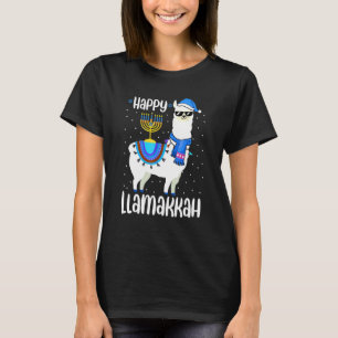 Happy Llamakkah Cute Jewish Llama Sunglasses Hanuk T-Shirt
