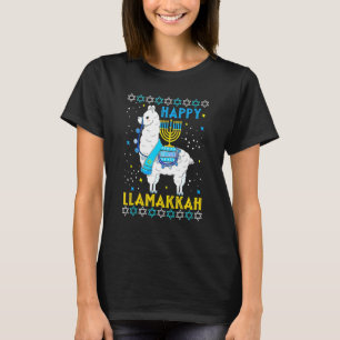 Happy Llamakkah Cute Jewish Llama Sunglasses Hanuk T-Shirt
