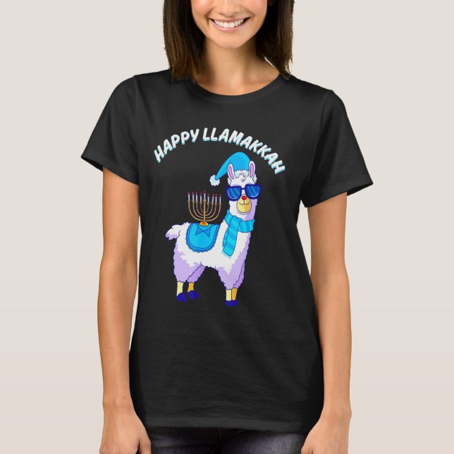 Happy Llamakkah Hanukkah Llama Chanukah Alpaca T-Shirt (Front)