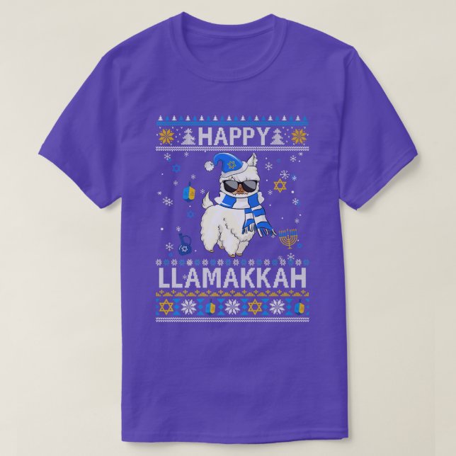 Happy Llamakkah Hanukkah Llama Ugly Hanukkah Sweat T-Shirt (Design Front)