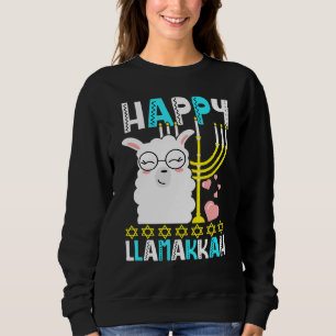 Happy Llamakkah Jewish Hanukkah Chanukah Menorah L Sweatshirt