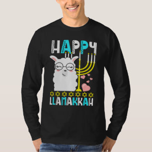 Happy Llamakkah Jewish Hanukkah Chanukah Menorah L T-Shirt