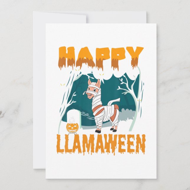 Happy Llamaween Cute Llama Halloween Costume For B Announcement (Front)