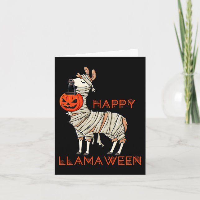 Happy Llamaween Fun Halloween Llama Girls Boys Kid Card (Front)