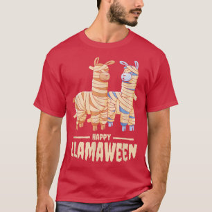 Happy Llamaween Funny Halloween Llama Mummy Costum T-Shirt