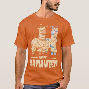 Happy Llamaween Funny Halloween Llama Mummy Costum T-Shirt