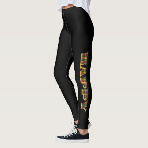 HAPPY Logo Plaid Black      Leggings