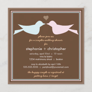 Happy Love Birds Couples Wedding Shower Invitation