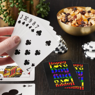 HAPPY LOVE DAY rainbow pride flag valentine Playing Cards