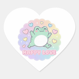 Happy Love Frog Sticker Cute Jumping Frog Hearts K