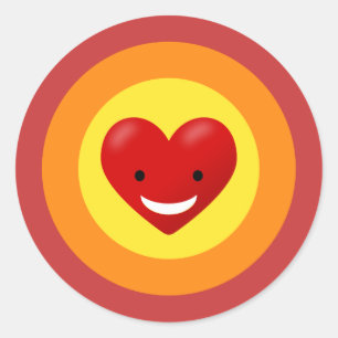 Happy Love Heart Classic Round Sticker