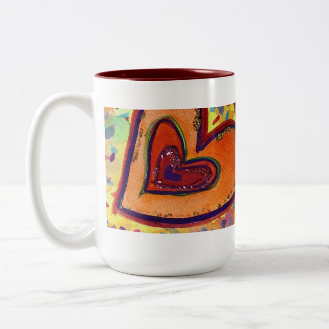 Happy Love Hearts Art Custom Coffee Mug (Left)