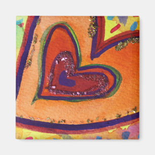 Happy Love Hearts Art Custom Fridge Magnet