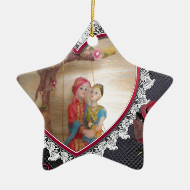 Happy Lovers day Ceramic Tree Decoration (Front)