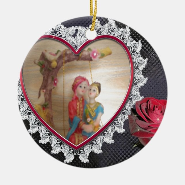 Happy Lovers day Ceramic Tree Decoration (Front)