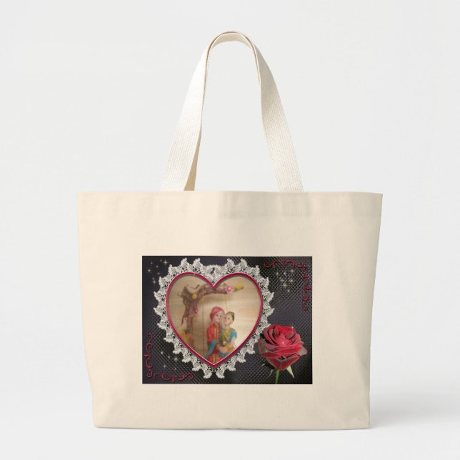 Happy Lovers day Large Tote Bag (Front)