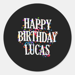Happy Lucas First Name Colourful Bday Classic Round Sticker