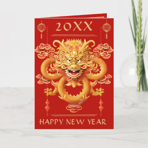 Happy Lunar Chinese New Year Dragon Holiday Card