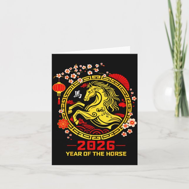 Happy Lunar Chinese New Year Of The Horse 2026 Zod Card (Front)
