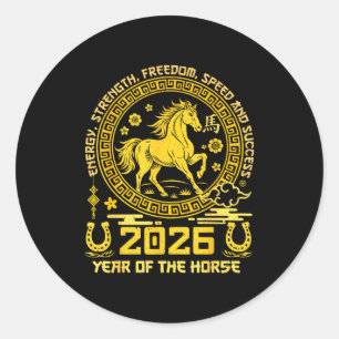 Happy Lunar Chinese New Year Of The Horse 2026 Zod Classic Round Sticker
