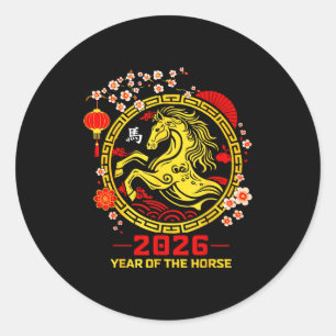 Happy Lunar Chinese New Year Of The Horse 2026 Zod Classic Round Sticker
