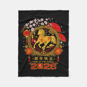 Happy Lunar Chinese New Year Of The Horse 2026 Zod Fleece Blanket