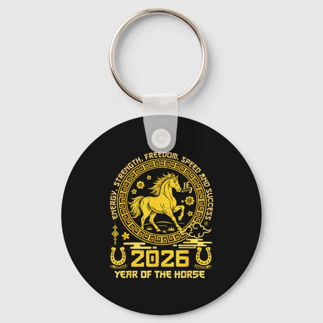 Happy Lunar Chinese New Year Of The Horse 2026 Zod Key Ring (Front)