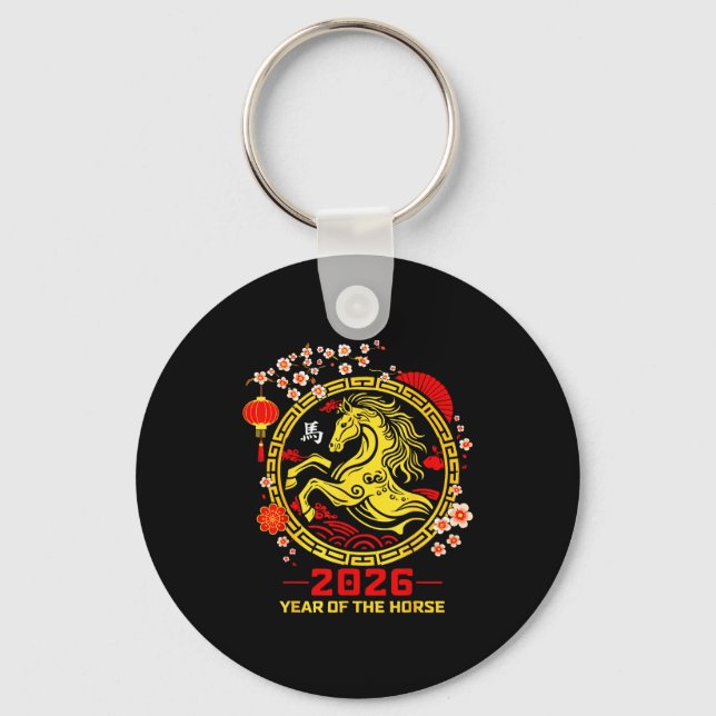 Happy Lunar Chinese New Year Of The Horse 2026 Zod Key Ring (Front)