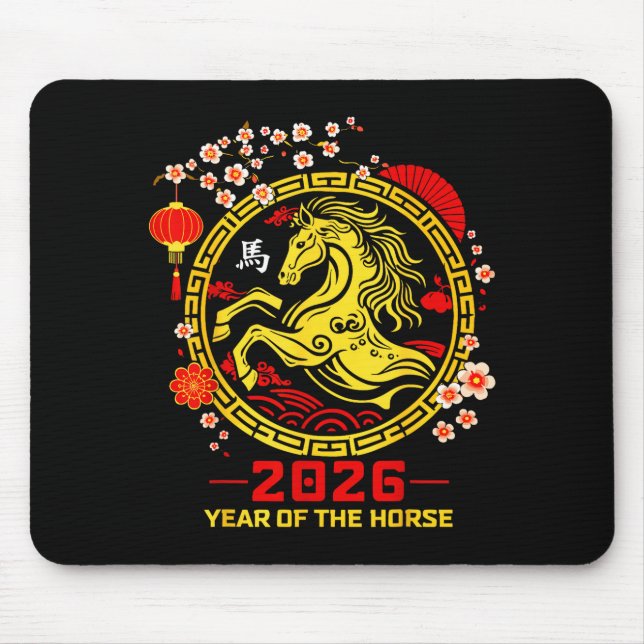 Happy Lunar Chinese New Year Of The Horse 2026 Zod Mouse Mat (Front)