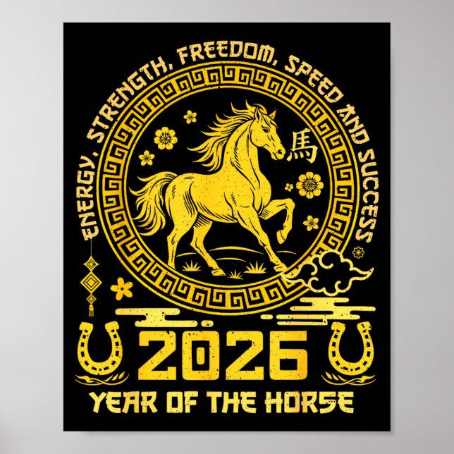 Happy Lunar Chinese New Year Of The Horse 2026 Zod Poster (Front)