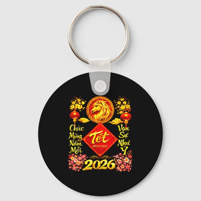 Happy Lunar New Year 2026 Year Of The Horse Tet Ng Key Ring (Front)