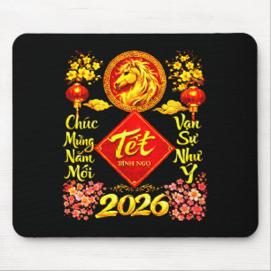 Happy Lunar New Year 2026 Year Of The Horse Tet Ng Mouse Mat