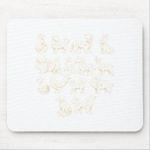 Happy Lunar New Year Animals 12 Chinese Zodiac Sig Mouse Mat