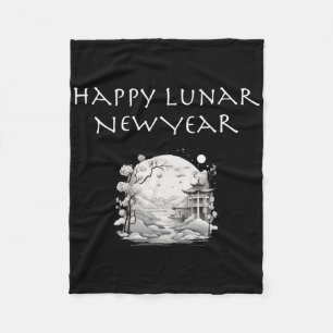 Happy Lunar New Year Charming Design Gift Fleece Blanket