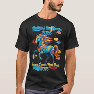 Happy Lunar New Year Colorful Horse  T-Shirt