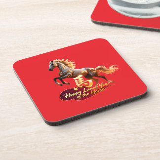 Happy Lunar New Year Majestic Golden Horse Coaster
