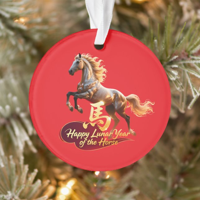 Happy Lunar New Year Majestic Golden Horse  Ornament (Tree)