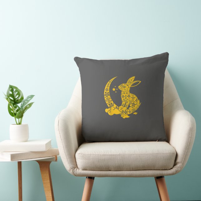 Happy Lunar New  Year Of The Rabbit Throw Pillow (Chair)