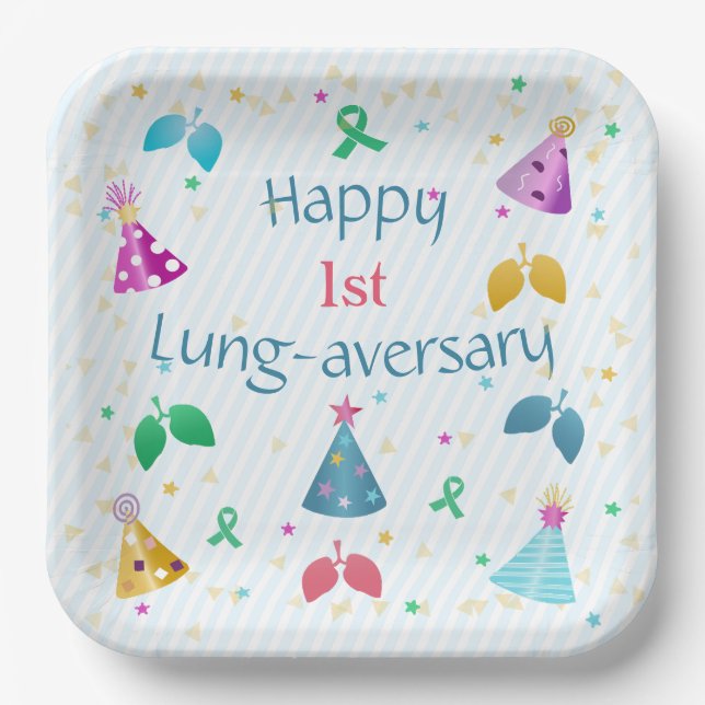 Happy Lung-aversary Party  Paper Plate (Front)