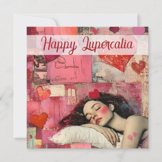 Happy Lupercalia Vintage Heart Collage Valentine Holiday Card