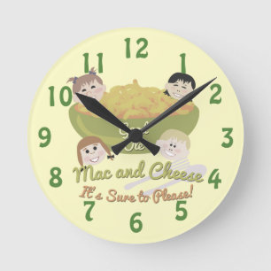 Happy Mac and Cheese Time Round Clock