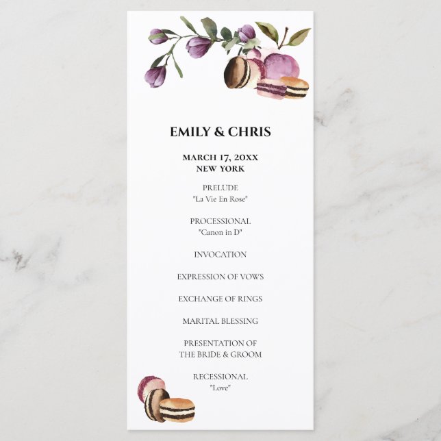 Happy Macaron | Elegant Violet Floral Modern Programme (Front)
