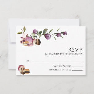Happy Macaron Elegant Violet Floral Modern RSVP Card