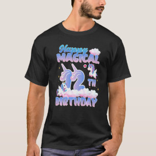 Happy Magical 12th Birthday Flying Unicorns Birthd T-Shirt