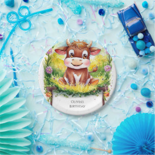 Happy Magical Cow Birthday Paper Plate