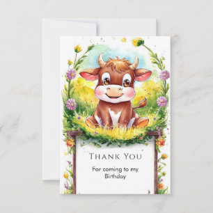 Happy Magical Cow Birthday Thank You Card
