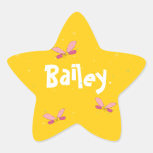 Happy Magical Fairy Wings and Sparkles Yellow Star Sticker