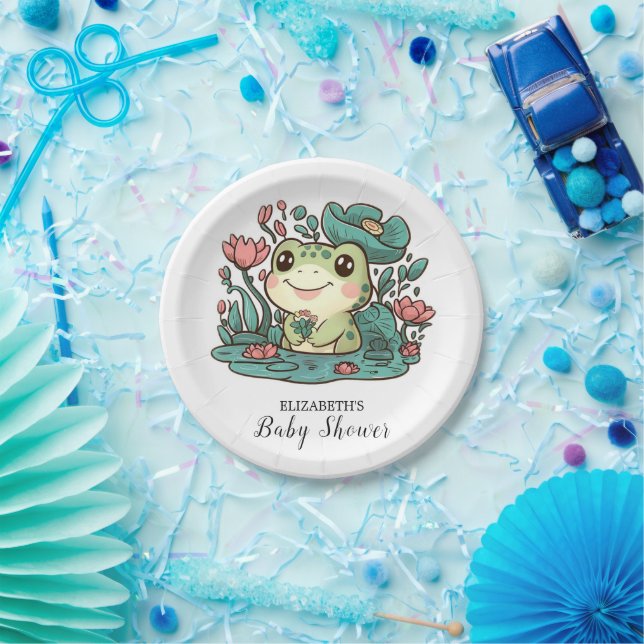Happy Magical Frog Baby Shower Paper Plate (Party)