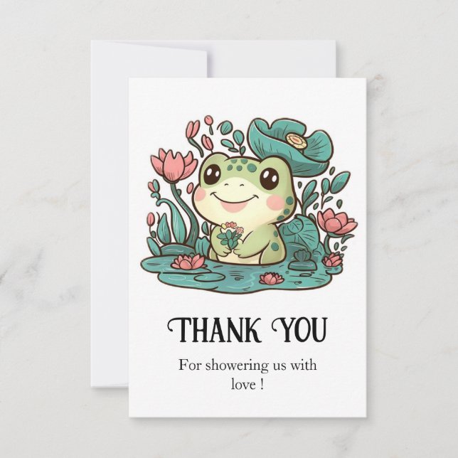 Happy Magical Frog Baby Shower Thank You Card (Front)